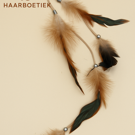 All feather clip-in beige en bruin