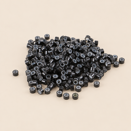 Micro-ringen 4,5 mm aluminium met siliconen binnenlaag – zwart – 100 stuks – De HaarBoetiek