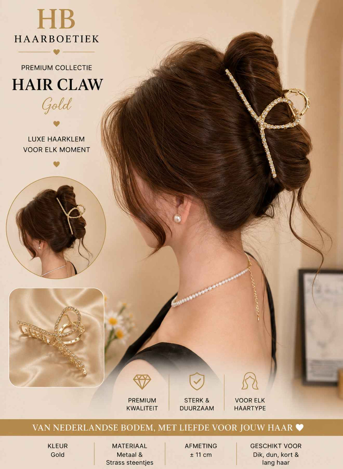 Infinity haarklem goud strass haaraccessoire - De HaarBoetiek