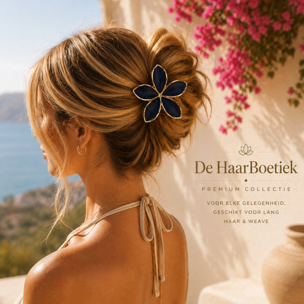Summer flower haar clip set goud zwart bloem haaraccessoire voor haar - De HaarBoetiek