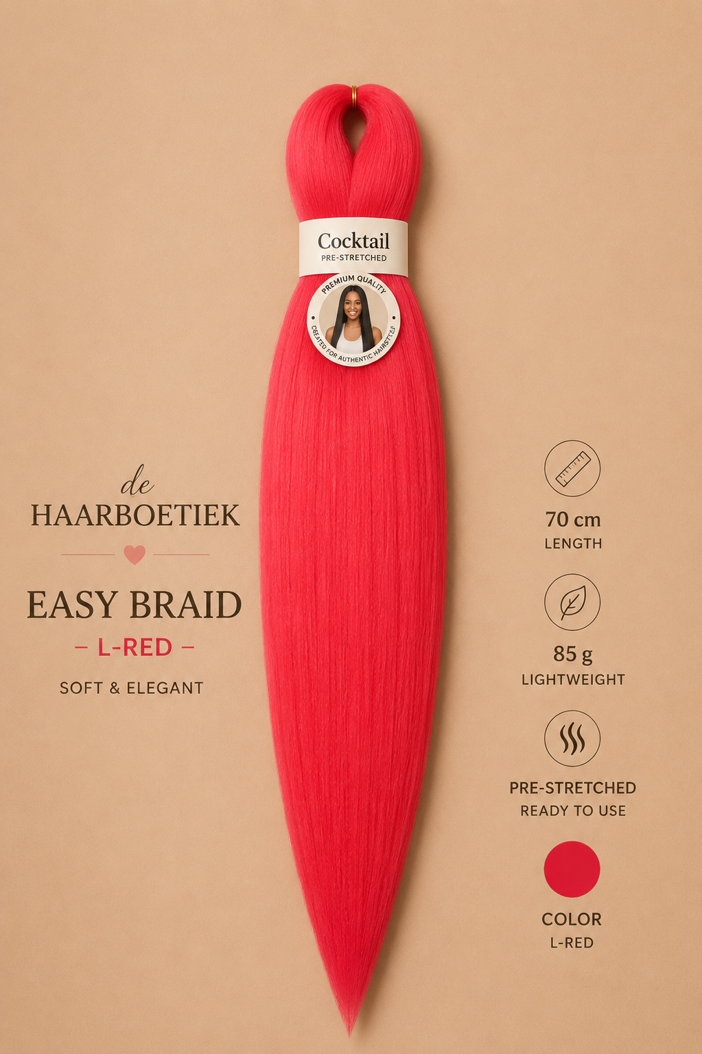 Easy braid neon rood