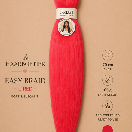 Easy braid invlechthaar neon rood