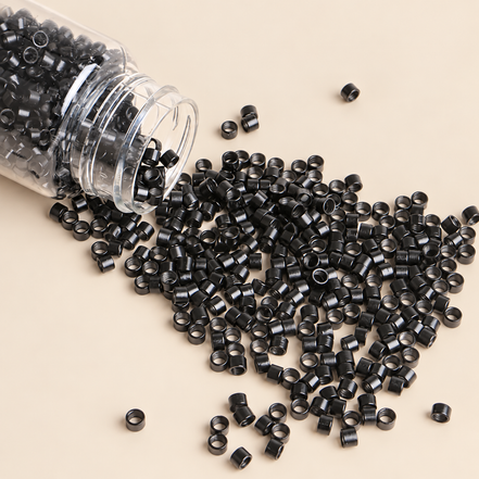 Micro-ringen 4,5 mm aluminium recht zonder antislipgroef – zwart – 100 stuks – De HaarBoetiek