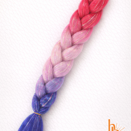 Premium invlecht haar roze-licht roze blauw - De HaarBoetiek