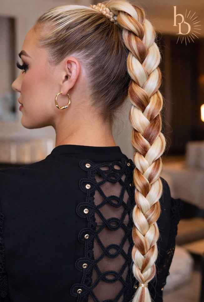 Premium vlecht ponytail blond - donker bruin | De haarboetiek