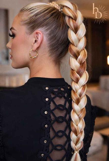 Premium vlecht ponytail blond - donker bruin | De haarboetiek
