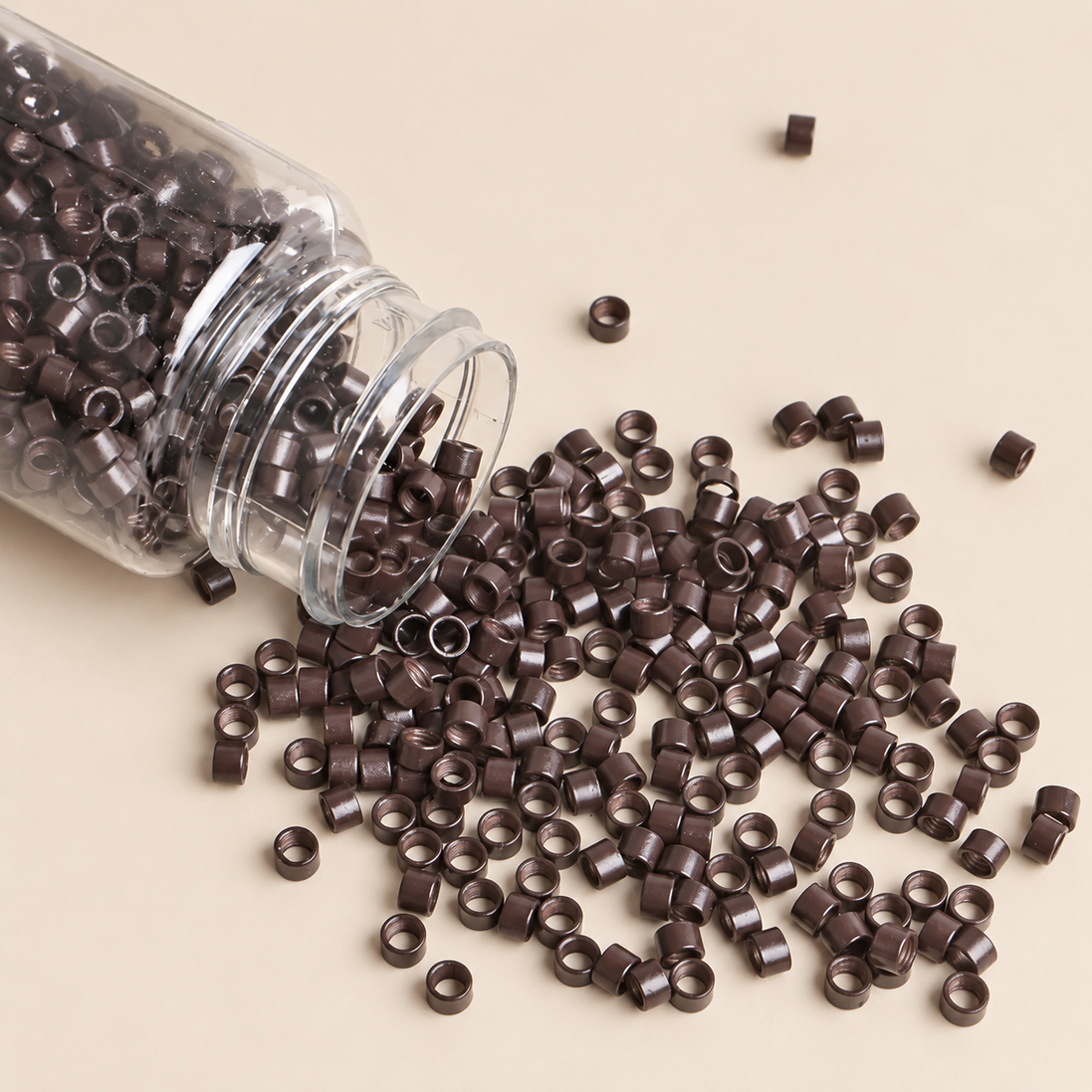 Micro-ringen 4,5 mm aluminium recht zonder antislipgroef – donkerbruin – 100 stuks – De HaarBoetiek