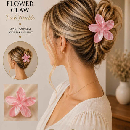 Summer bloem klem licht roze marble haaraccessoire voor haar en weave - De HaarBoetiek