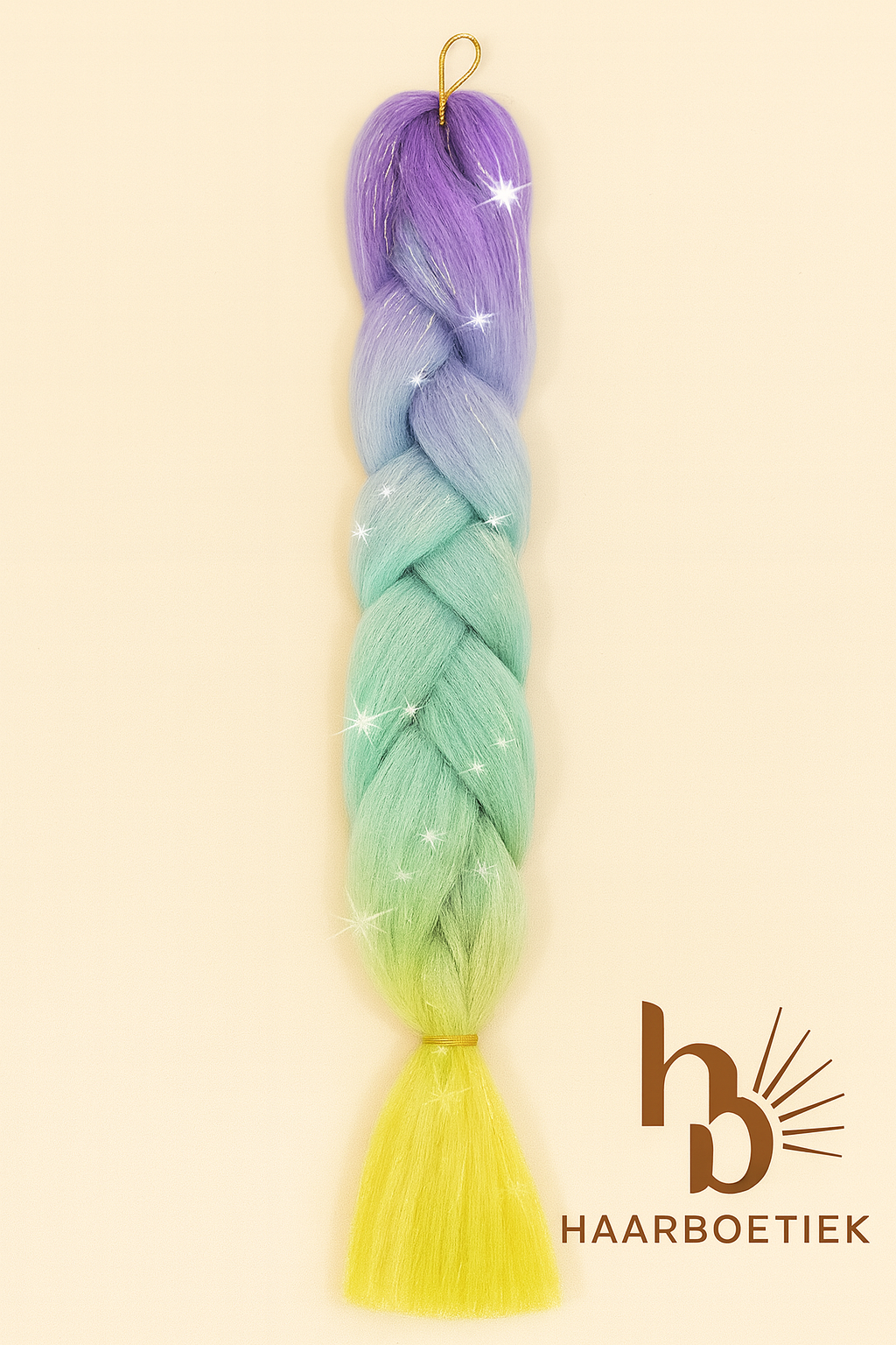 Invlecht haar pastel regenboog met glitters - De HaarBoetiek