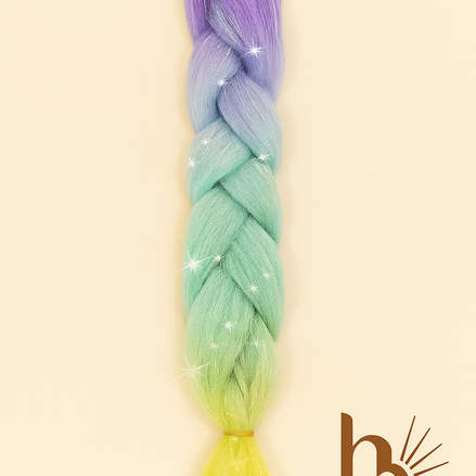 Invlecht haar pastel regenboog met glitters - De HaarBoetiek