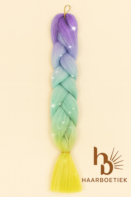 Invlecht haar pastel regenboog glitters