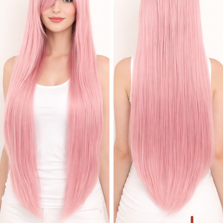 Dames pruik licht roze stijl 80cm voor carnaval en feestlooks - De HaarBoetiek