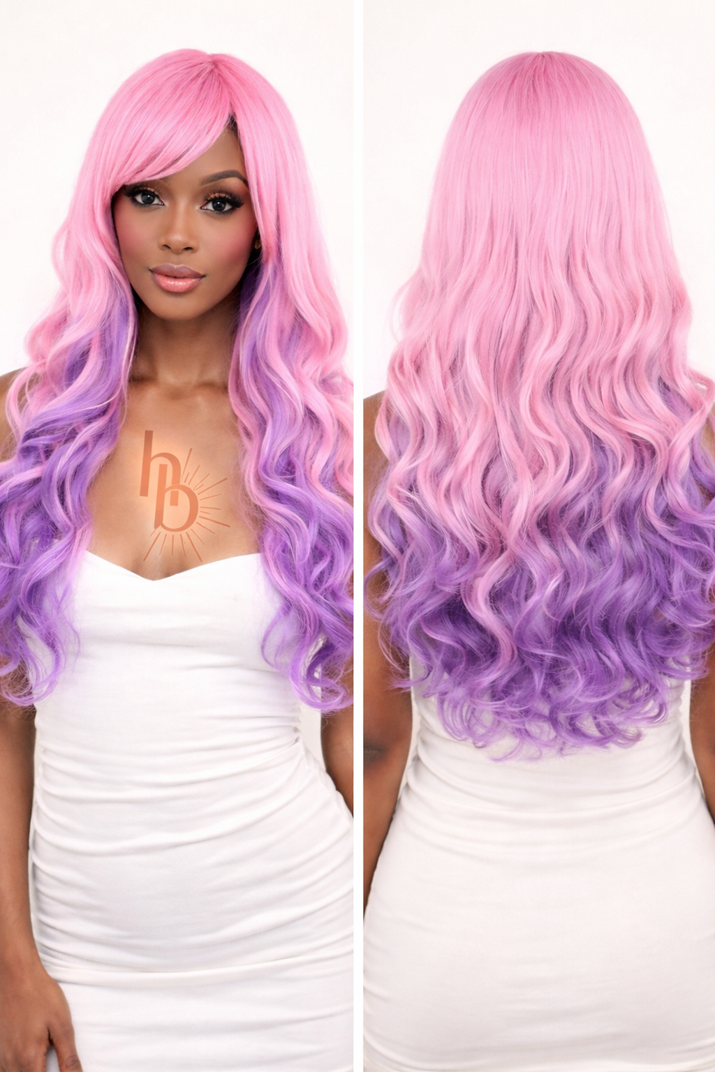 Premium dames pruik licht roze - lila | De haarboetiek | 65 CM
