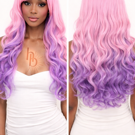 Premium dames pruik licht roze lila 65cm voor carnaval festival - De HaarBoetiek