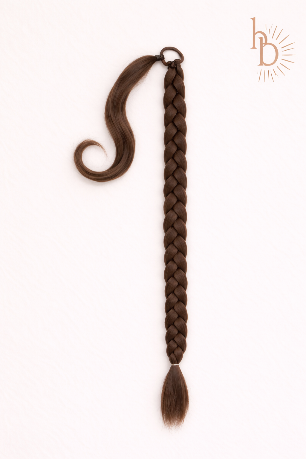 Premium vlechtstaart bruin 70cm braid ponytail op elastiek - De HaarBoetiek