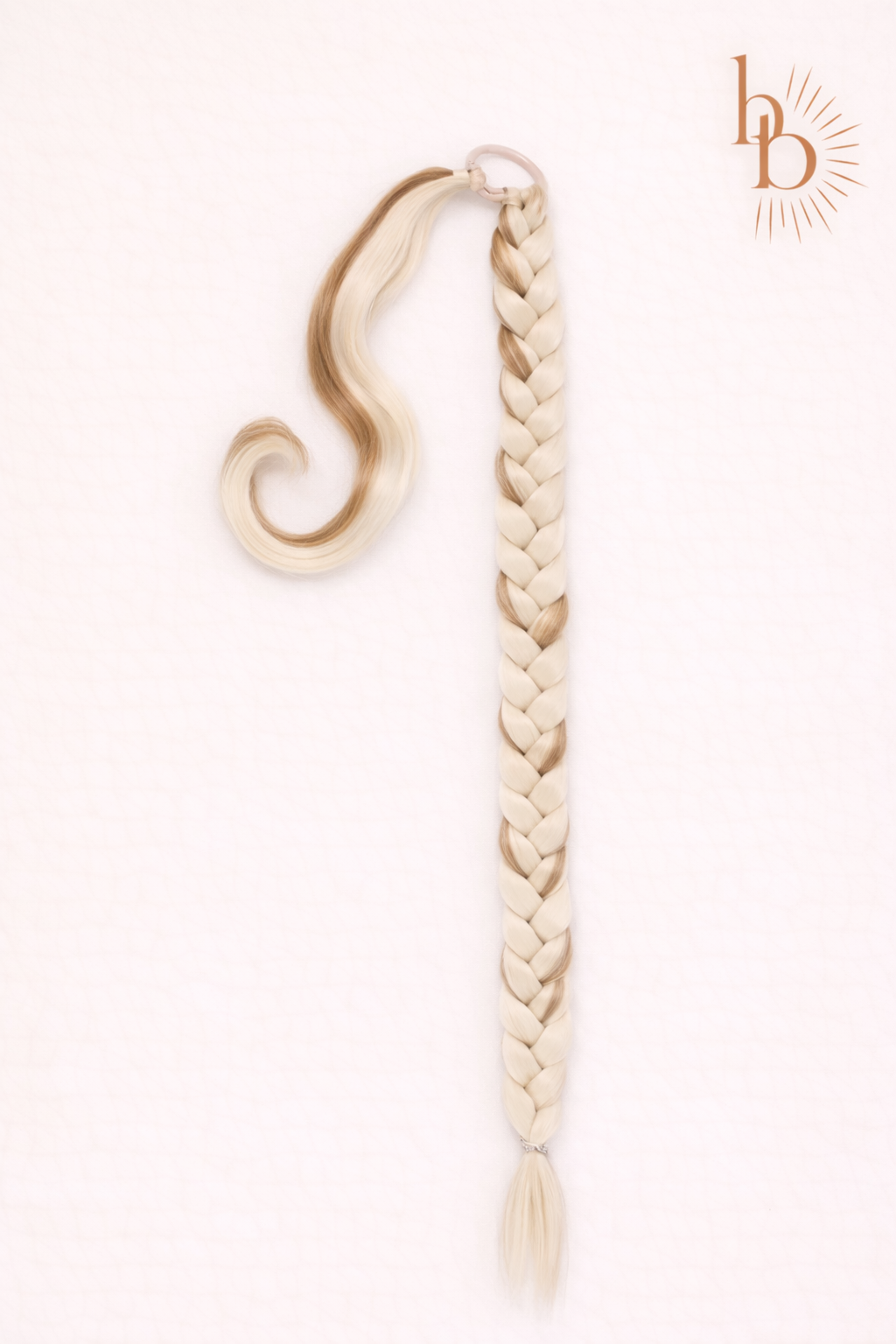 Premium vlechtstaart blond bruin 70cm braid ponytail op elastiek - De HaarBoetiek