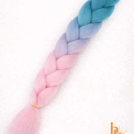 Premium invlecht haar turquoise licht blauw roze - De HaarBoetiek
