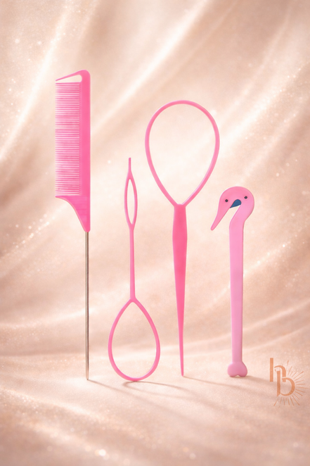Premium Vlecht haken set roze | De haarboetiek Zeeland
