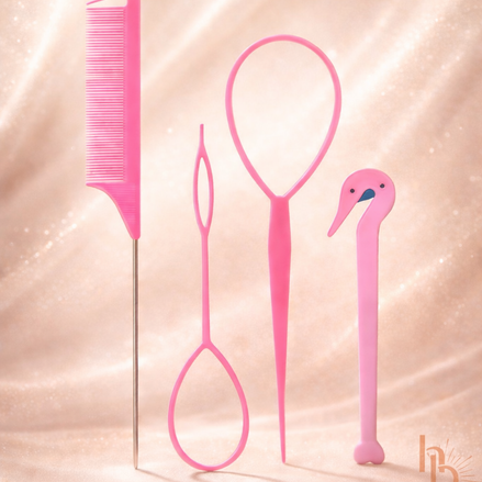 Premium vlechthaken set roze - De HaarBoetiek