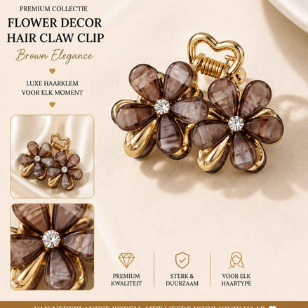 Summer klem bloem goud bruin haaraccessoire voor haar en weave - De HaarBoetiek