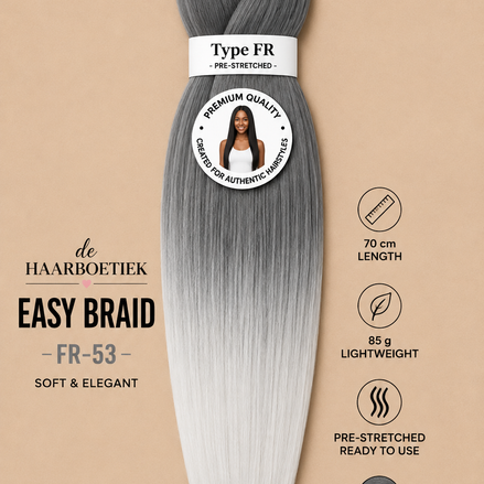 Easy braid invlechthaar grijs-wit ombre