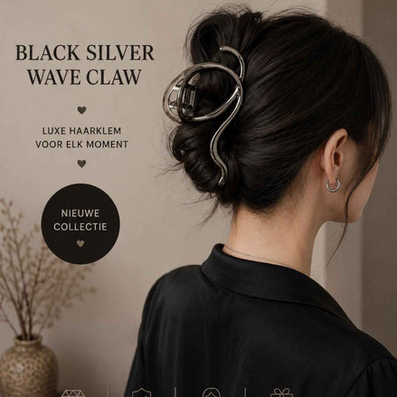 Wave swirl haarklem antraciet haaraccessoire - De HaarBoetiek
