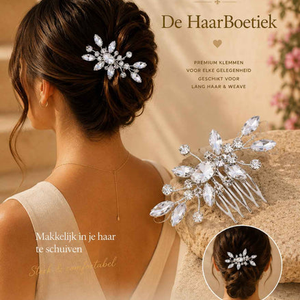 Summer strass sparkle zilver schuifspeld glitter haaraccessoire - De HaarBoetiek