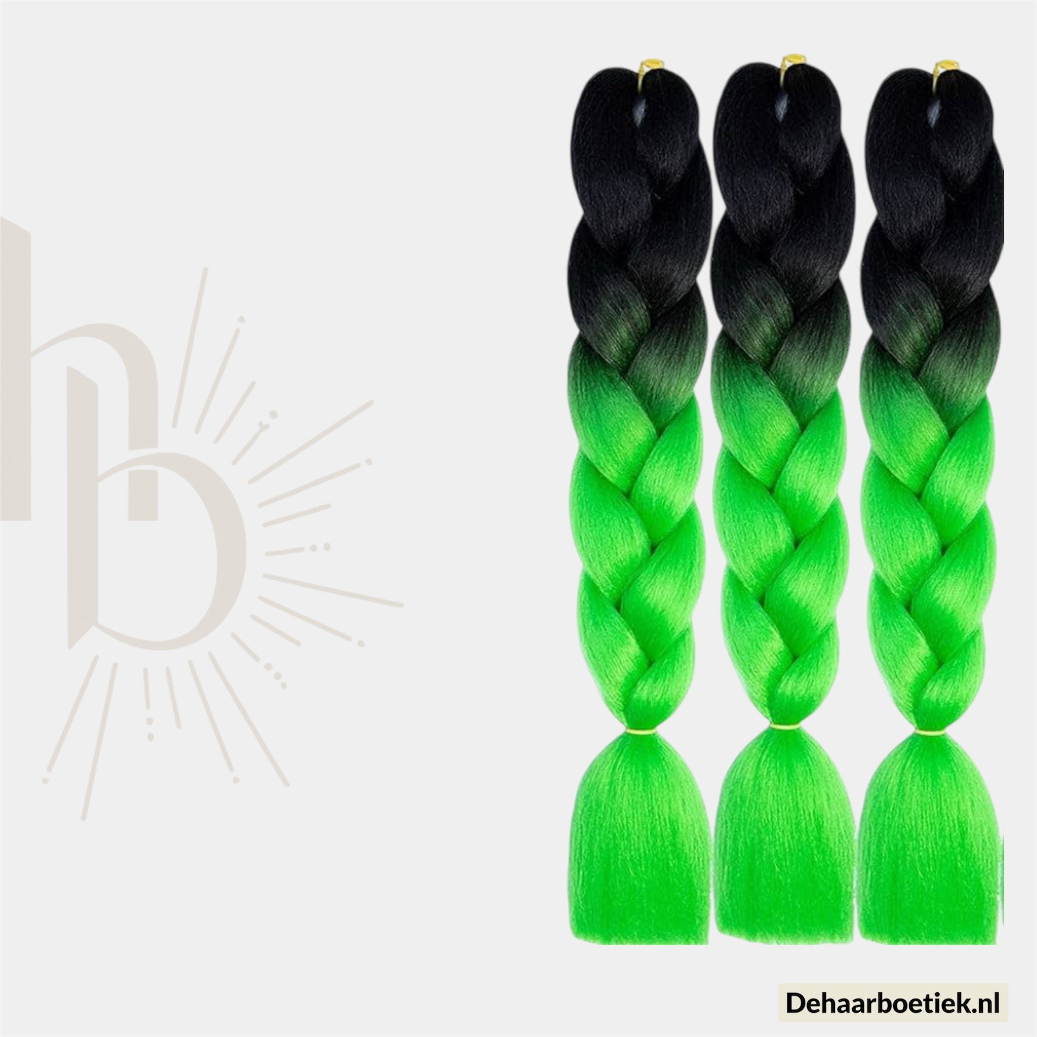 Invlecht haar ombre zwart neon groen bundel deal | De haarboetiek