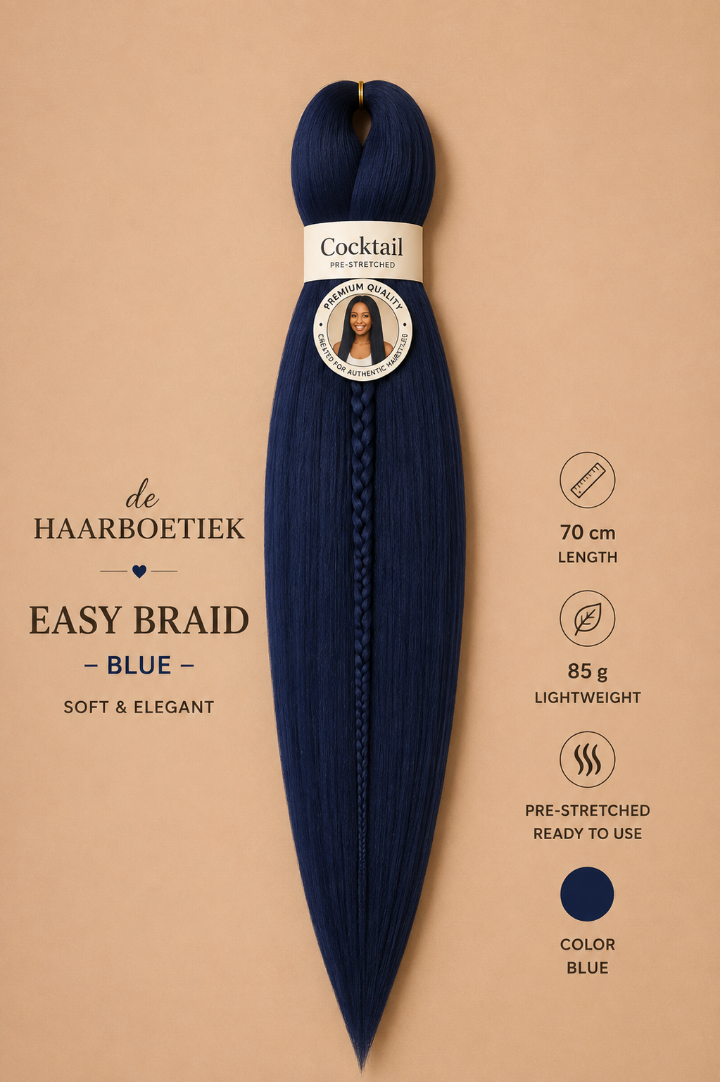 Easy braid donker blauw