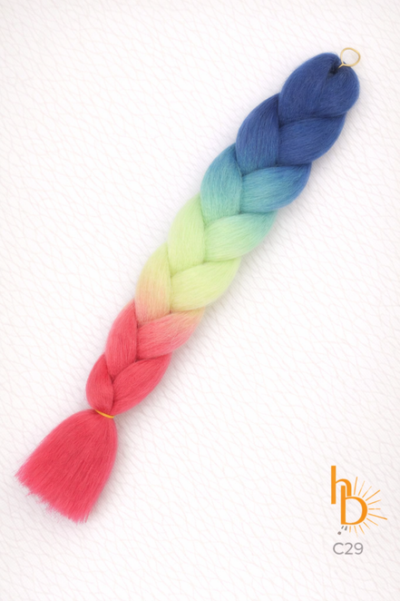 Premium invlecht haar blauw - geel - rood | De haarboetiek
