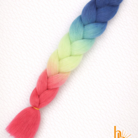 Premium invlecht haar blauw-geel-rood - De HaarBoetiek