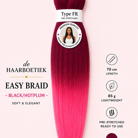 Easy braid invlechthaar rood-roze ombre