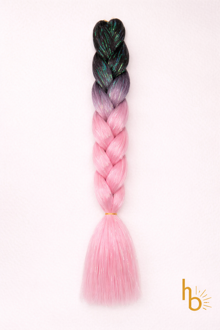 Premium shine invlecht haar zwart - licht roze | De haarboetiek
