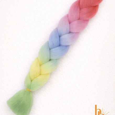 Premium invlecht haar licht regenboog - De HaarBoetiek