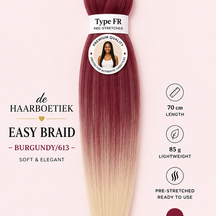 Easy braid invlechthaar bordeaux-blond ombre
