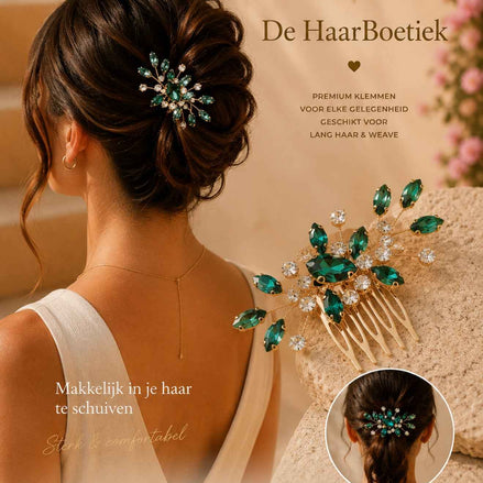 Summer strass sparkle groen schuifspeld glitter haaraccessoire - De HaarBoetiek