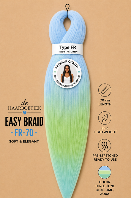 Easy braid invlechthaar licht blauw en groen