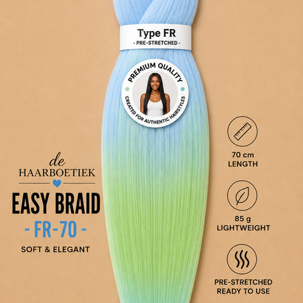 Easy braid invlechthaar licht blauw en groen