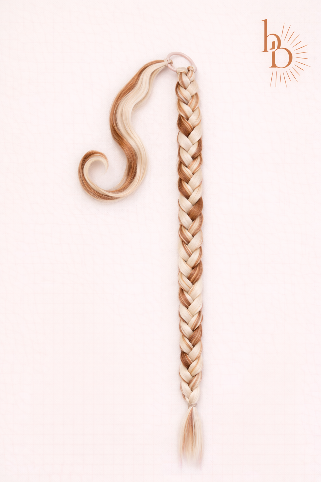 Premium vlechtstaart blond donker bruin 70cm braid ponytail - De HaarBoetiek