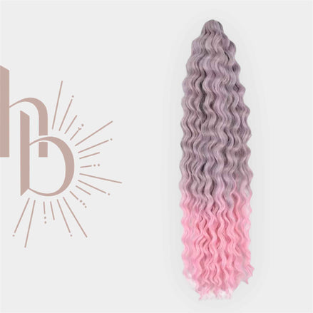 Krullend vlechthaar grijs-licht roze - De HaarBoetiek