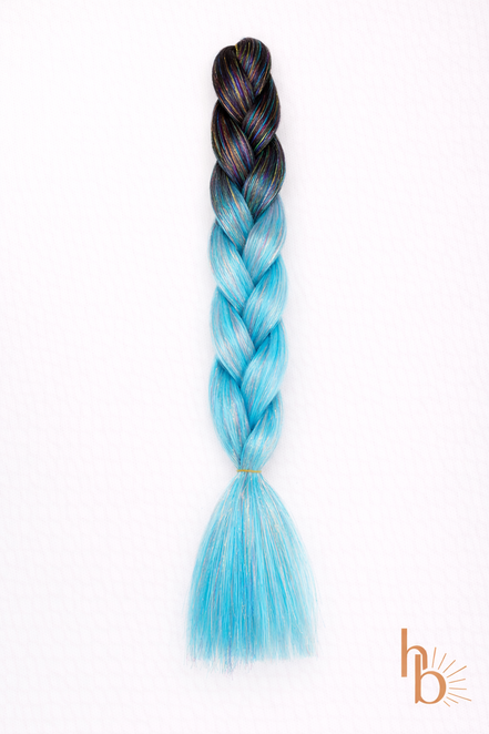 premium shine invlecht haar zwart - licht blauw | de haarboetiek
