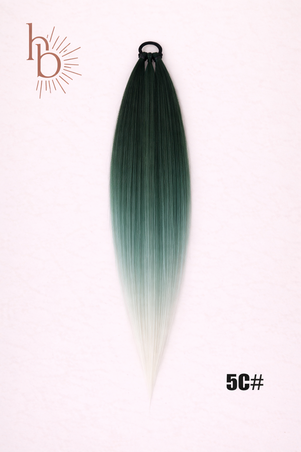 Sleek premium ponytail | 65 CM | Groen - wit | De haarboetiek