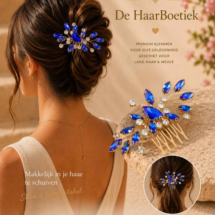 Summer strass sparkle kram blauw glitter haaraccessoire voor braids - De HaarBoetiek