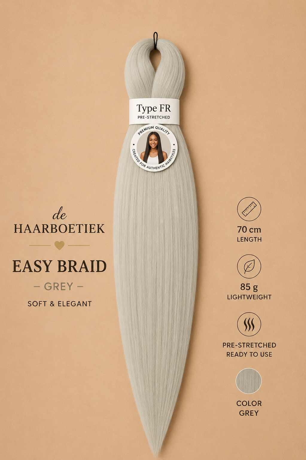 Easy braid wit grijs