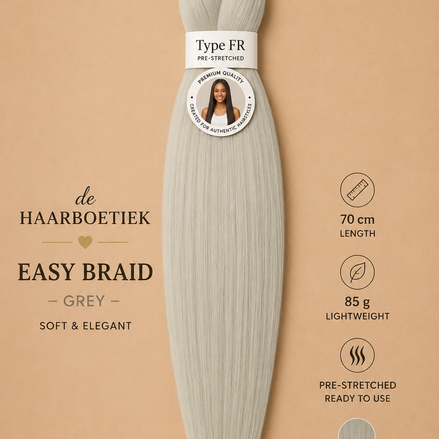 Easy braid invlechthaar wit-grijs
