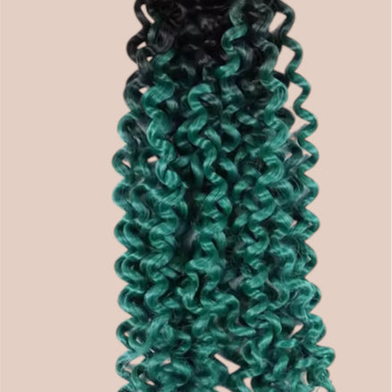 Afro curls invlecht haar ombre zwart-groen - De HaarBoetiek