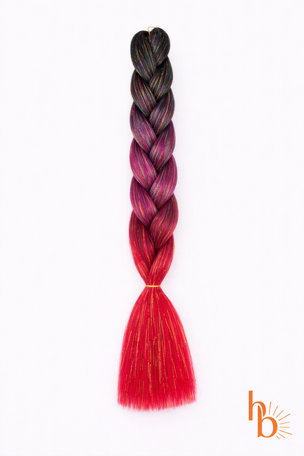 Premium shine invlecht haar zwart - bordeaux - rood | de haarboetiek