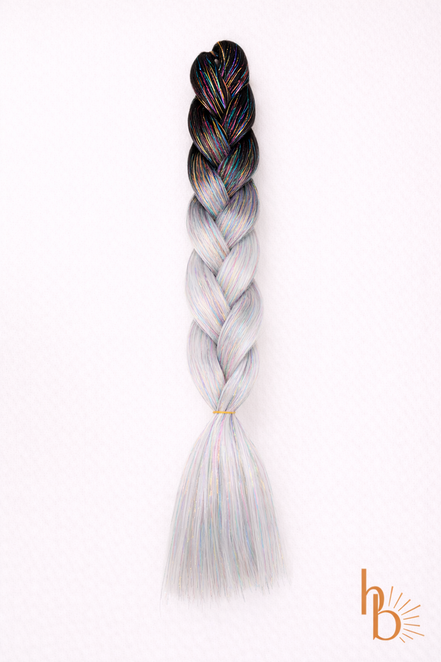Premium invlecht haar shine zwart - zilver | de haarboetiek