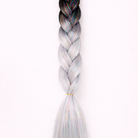 Premium invlecht haar shine zwart-zilver - De HaarBoetiek