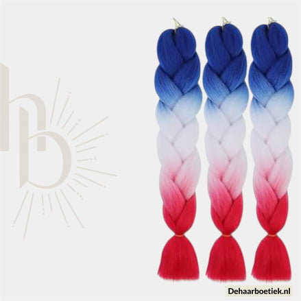 Bundel Deal Blauw Wit Rood Invlecht Haar 60cm – 3 Stuks